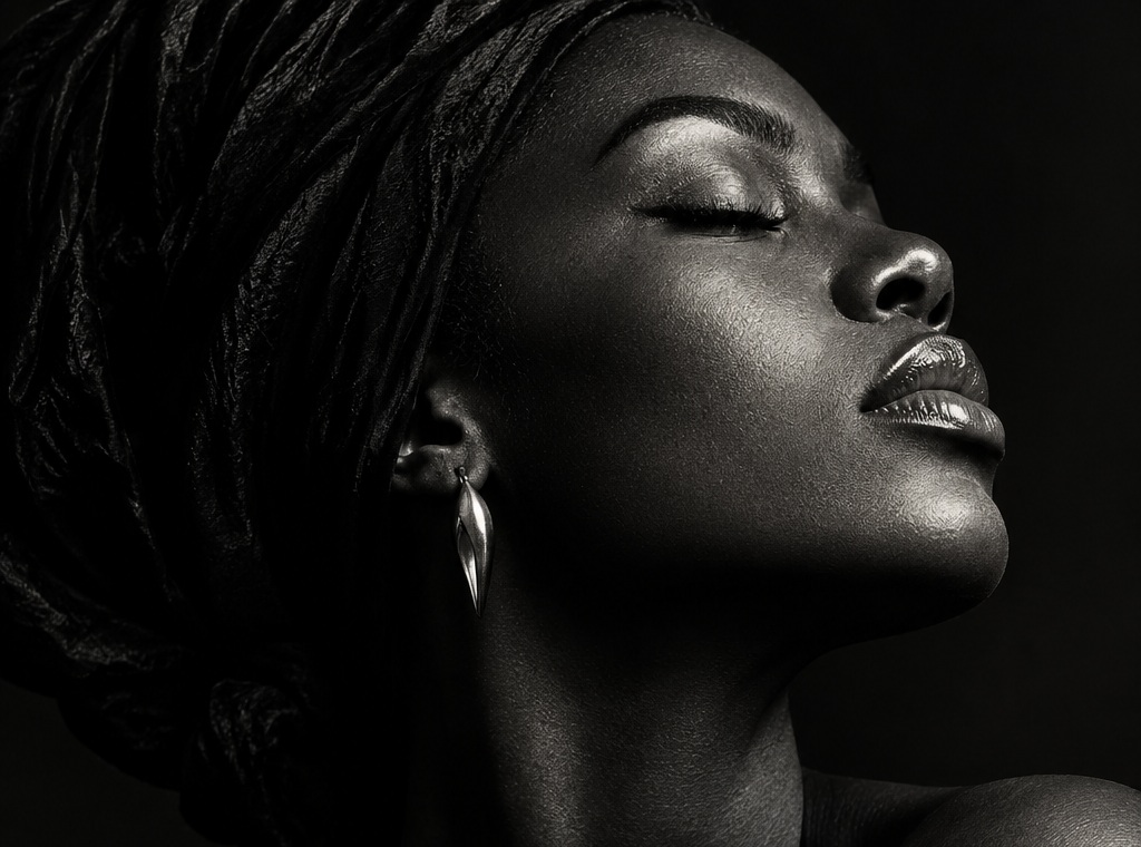 Black-and-white fine-art portrait from the N.A.K.E.D & Unashamed campaign